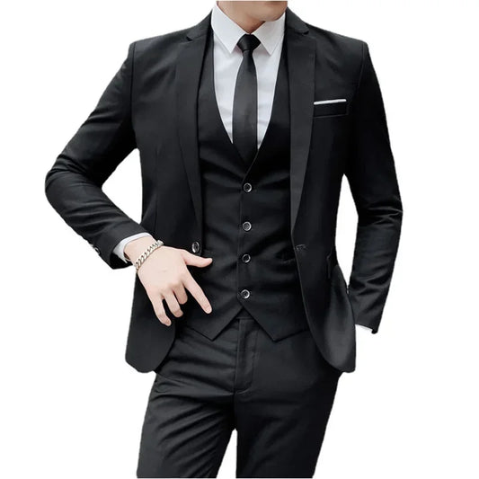 S-9XL nouveau (Blazer + gilet + pantalon) hommes d'affaires de mode Gentleman professionnel robe formelle Version coréenne robe de Banquet costume 6XL