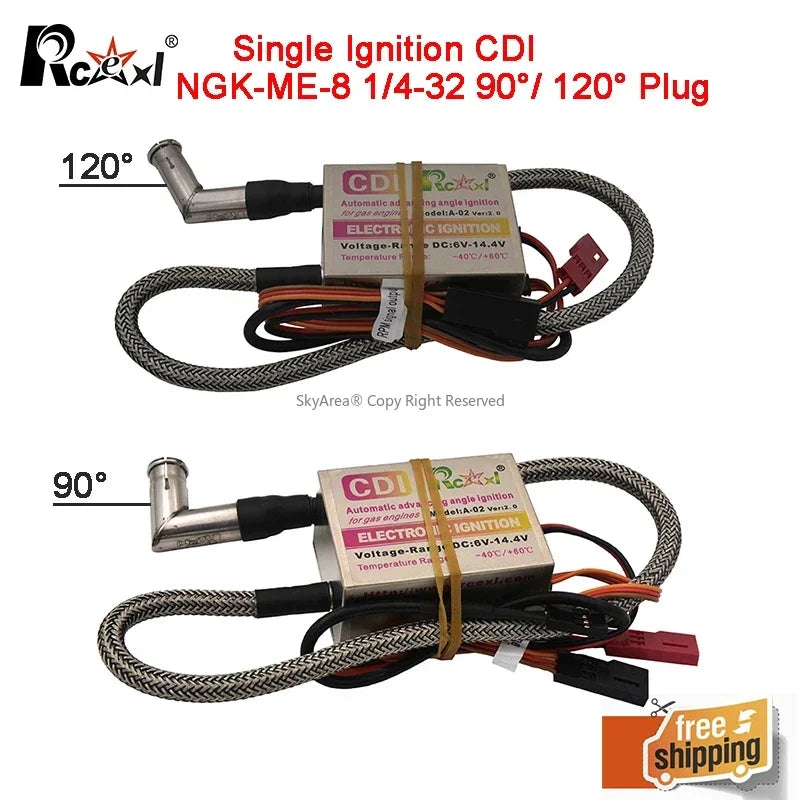 Rcexl Simple/Twin VILLE CDI NGK-ME-8 1/4-32 90/ 120 Résistant ou Droit pour Gaz GOLD DLE Moteur RC Avion