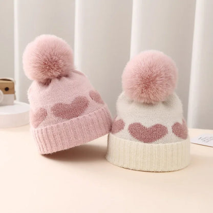 Bonnet épais en acrylique pour tout-petits, chapeaux pour bébés filles, chaud, mignon, coeur, nouveau-né, 0-12 mois, automne, hiver, nouveau, 2023