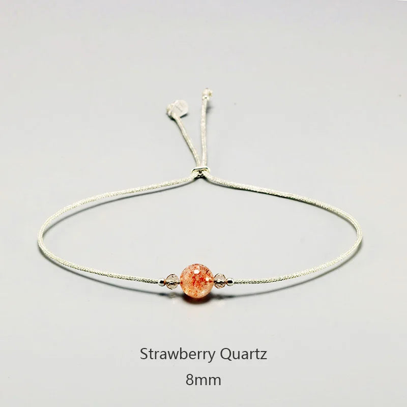 Bracelet en pierre de lune fait à la main, corde fine avec cristal naturel, perles en argent Sterling 925, Bracelets personnalisés pour femmes
