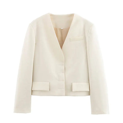 TRAFZA 2025 printemps femmes mode Blazer solide manches longues costume ample manteau femme polyvalent Streetwear femme manteau d'extérieur haut