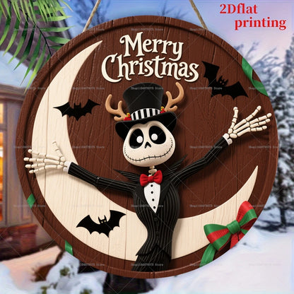 Joyeux noël le cauchemar avant noël Logo personnalisé rond en bois suspendu signe porte d'entrée mur vacances décoration