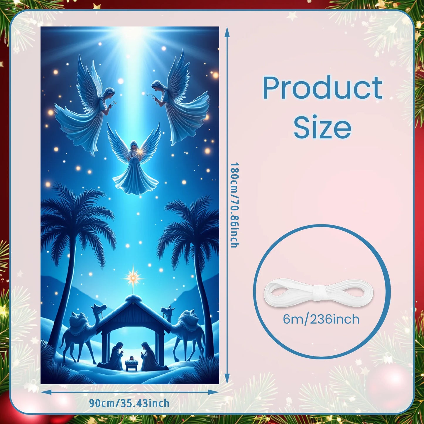 Bannière de Noël Ornements rouges Décoration de vacances Motif de flocon de neige Festivités d'hiver pour la décoration de la maison Célébration de vacances I