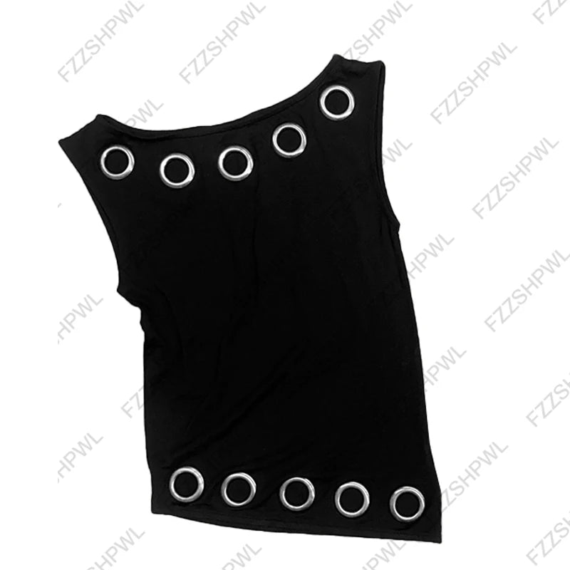 Mode rayure Goth esthétique imprimé graphique Y2k débardeur mode Hip Hop haut sans manches Unique haut court Streetwear gilet décontracté