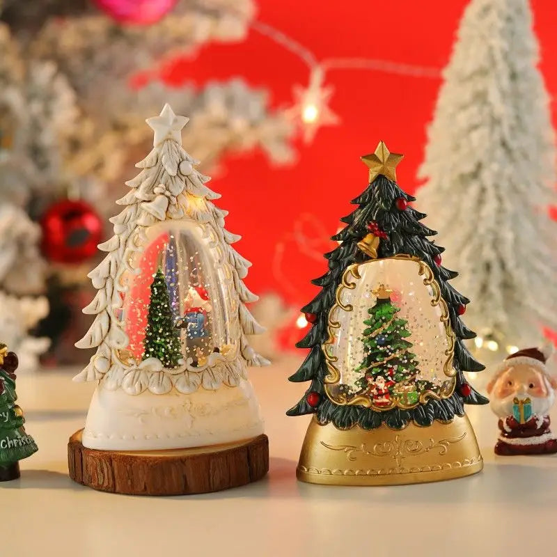 Les veilleuses lumineuses de Noël décèrent le bureau avec des flocons de neige et des lanternes à vent de Noël créant une atmosphère festive