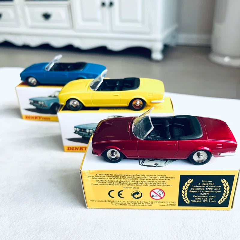 Dinky Cabriolet 1/43 en alliage moulé sous pression, modèle de voiture de sport Convertible 504, affichage en métal, véhicule classique, jouet de Collection pour adultes