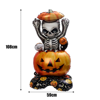 Ballon d'halloween géant fantôme citrouille crâne château Film d'aluminium ballon debout pour Halloween fête cour jardin décor effrayant