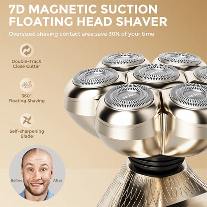 Sejoy 5 en 1 rasoir électrique pour hommes chauve 7D rasoir sans fil avec tondeuse à cheveux rasoir électrique multifonctionnel