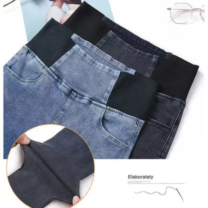 PTKPCC nouveau taille élastique jean moulant femmes printemps mince Stretch Denim pantalon Vintage crayon Vaqueros maman pantalons De Mujer