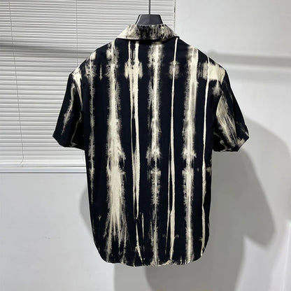 Chemise décontractée à manches courtes pour hommes, col à volants surdimensionné, impression de embaulourde, polyvalent, chic, style punk, été, nouveau, 2024