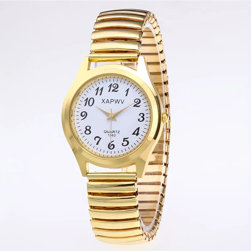 Bande élastique élastique Quartz Couple mode paire montre d'âge moyen et personnes âgées grand cadran pointeur Surface numérique montre pour hommes femmes