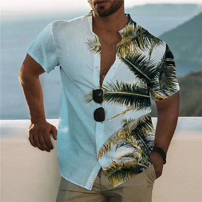 AMP Tree-Chemise hawaïenne imprimée en 3D pour hommes, chemise de plage pour hommes, chemisier à manches courtes, chemises en Y à la mode, 3XL, 2023