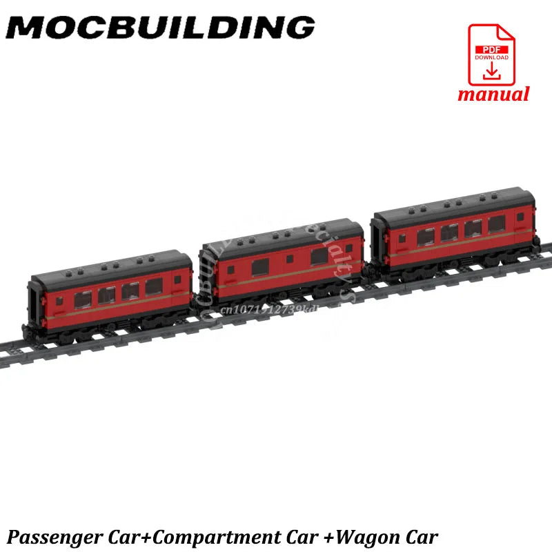 Modèle d'affichage de train de compartiment à passagers de voiture de ville, accessoires de chemin de fer, bricolage de nuits de construction MOC, jouets en brique, cadeau de jouet