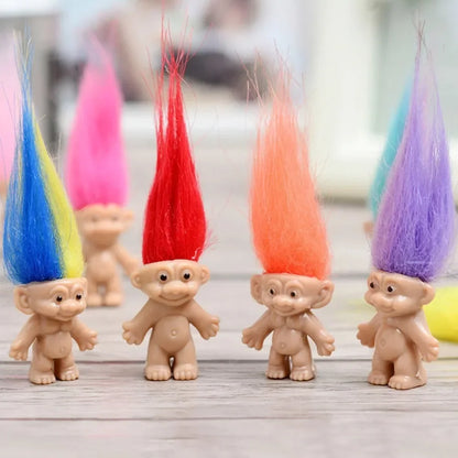 5 pièces/lot drôle Trolls poupées Anime figurine cheveux colorés membres de la famille modèles enfants jouets pour enfants cadeau nostalgique adulte