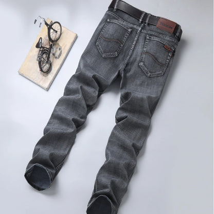 Jeans classiques gris noir pour hommes, jeans de travail, style décontracté, droits, à la mode, 2024