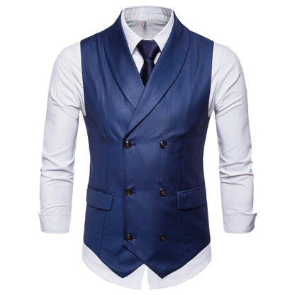 # 4822 hommes costume gilet couleur unie robe gilet mâle Double boutonnage gilet coupe ajustée formel sans manches hommes gilets grande taille 4XL