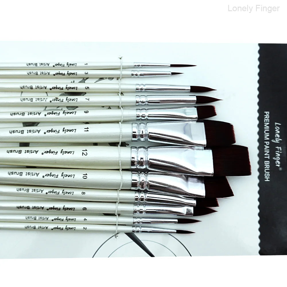 12 pièces pinceaux de peinture pour le visage, ensemble de pinceaux de peinture acrylique d'artiste pour la peinture de chaussures de corps de visage, idéal pour le maquillage de scène de fête de cosplay