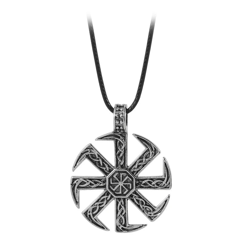 Collier symbole Kolovrat slave pour hommes, roue solaire païenne, Talisman, amulette, chaîne à maillons, pendentif, bijoux religieux pour hommes