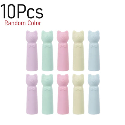 Gommes à crayon en caoutchouc pour chat, 1 à 20 pièces, capuchon de pointe de crayon, Kawaii, lingette propre, stylo mignon, capuchon de décoration, papeterie pour étudiants, fournitures scolaires et de bureau