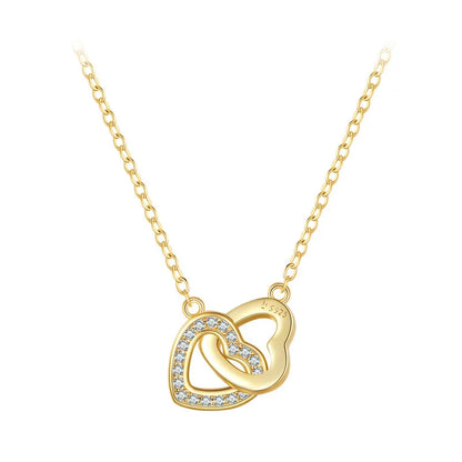 BAMOER 925 en argent Sterling connecté coeur pendentif collier pour petite amie saint valentin cadeau bijoux fins SCN181
