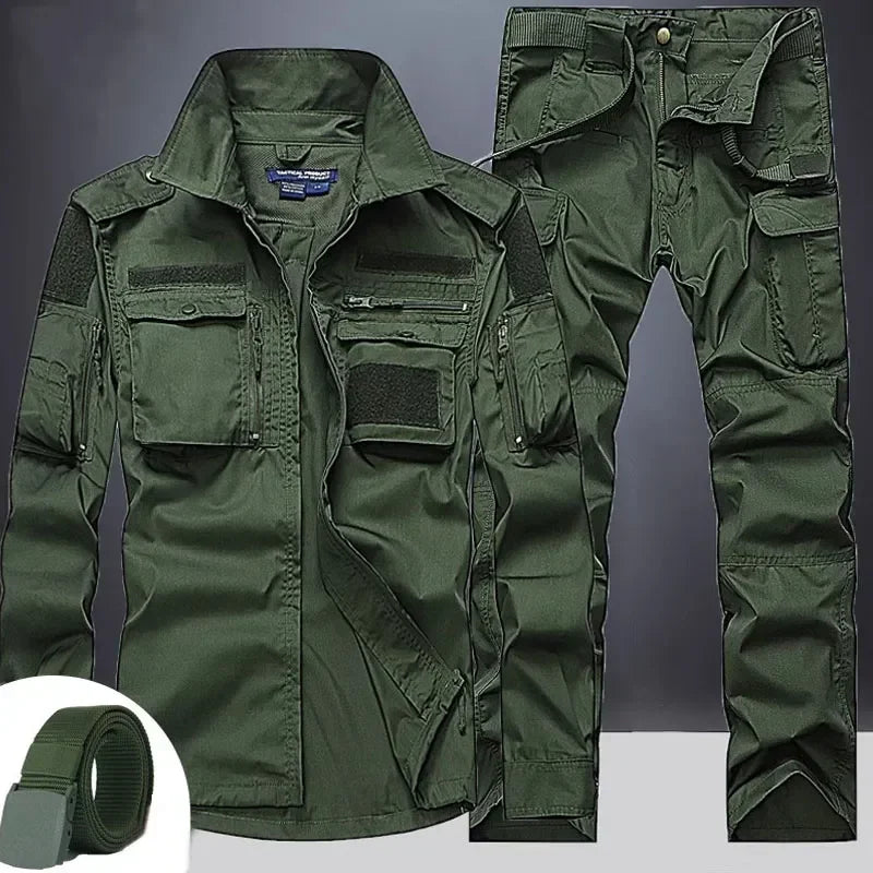 Ensemble de Vêtement d'Été pour Homme, Chemise à Manches sulf, Pantalon Cargo, Respirant, à Poches Multiples, Style Militaire