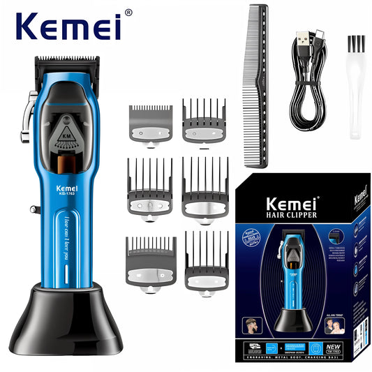 Kemei KM-1763 9000 tr/min tondeuse à cheveux puissante tondeuses à cheveux électrique barbier Machine de coupe de cheveux tondeuses en métal réglables pour hommes