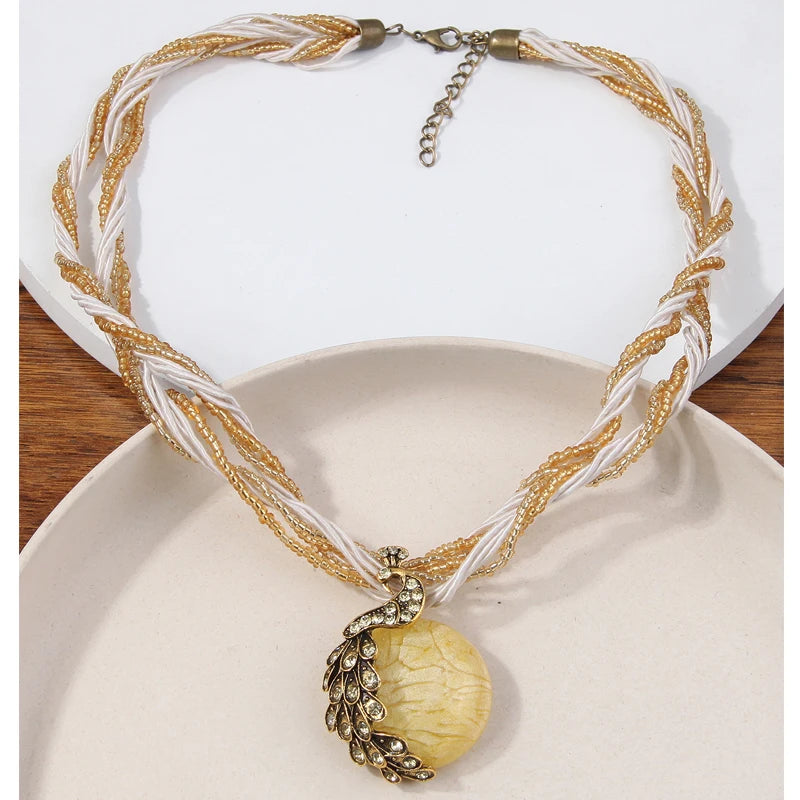 Collier ras du cou ethnique bohémien pour femmes, fait à la main, perles multicouches, bijoux de décoration en cristal