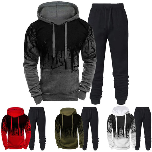 Survêtements à capuche et pantalon CamSolomon pour hommes, vêtements de sport tendance, olympiques de jogging à encre 3D, automne et hiver, ensemble 2 pièces