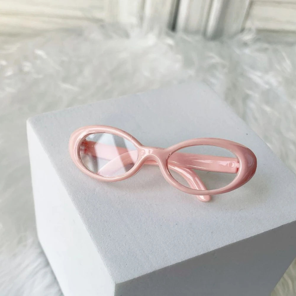 Lunettes de soleil ovales pour poupées en peluche Labubu Kpop idole, accessoires de poupée en plastique à la mode, lunettes mignonnes de décoration