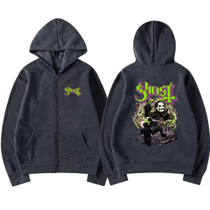 Mesurost Band Zipper Hoodie pour hommes, Hip Hop Respzed Fashion, Cartoon Anime Graphic Print, Zip Up Hoodies, Rock Gothic, PVD