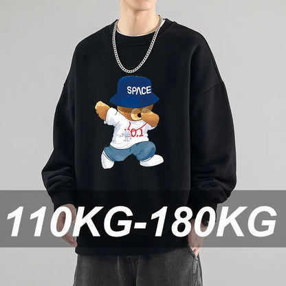 Grande taille hommes sweat pulls pull surdimensionné 6XL 7XL homme col rond manches longues imprimé noir hauts amples vêtements masculins