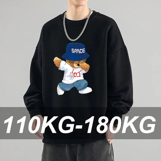 Grande taille hommes sweat pulls pull surdimensionné 6XL 7XL homme col rond manches longues imprimé noir hauts amples vêtements masculins