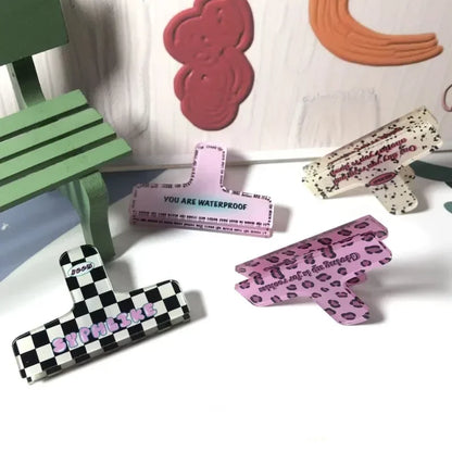 Pince à reliure en acrylique de dessin animé rétro, pince à ressort, stockage de photos, mémo de papier de test, tendance américaine, fille mignonne, accessoires de bureau