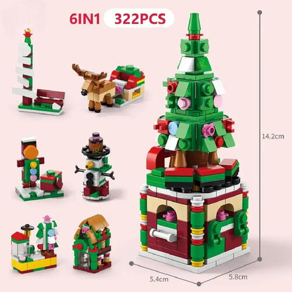 Ensemble de blocs de construction de calendrier de l'avent 2025, jouets de noël comprenant des blocs de maison de train du père noël, cadeau pour enfant garçon fille