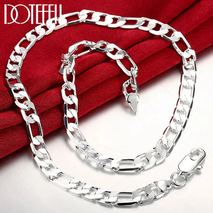 DOTEFFIL 925 argent Sterling 8mm chaîne latérale collier homme femme Senior luxe bijoux déclaration collier