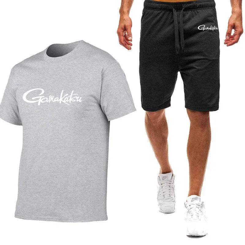 Gamakatsu Fishing 2024 homme impression Harajuku nouveau style neuf couleurs costume à manches courtes été T-Shirt Shorts décontractés ensemble 2 pièces