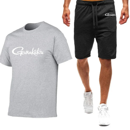 Gamakatsu Fishing 2024 homme impression Harajuku nouveau style neuf couleurs costume à manches courtes été T-Shirt Shorts décontractés ensemble 2 pièces