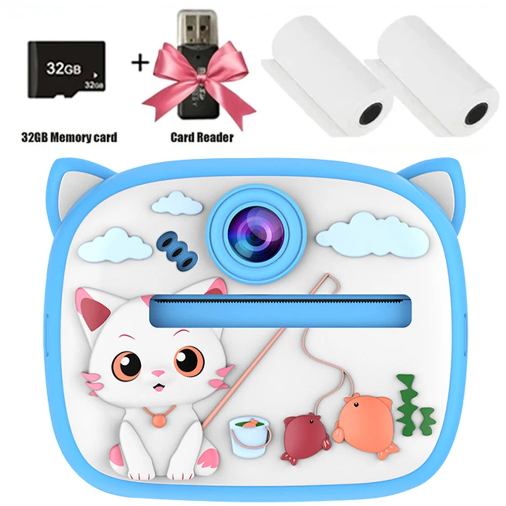 Appareil photo numérique pour enfants impression instantanée pour enfants impression thermique lapin caméra impression Photo instantanée caméra vidéo jouets + 32G mémoire C