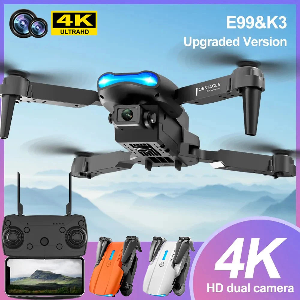 E99 K3 Pro 4k Drone HD caméra grand Angle Mode de maintien élevé pliable Mini Dron WIFI photographie aérienne RC quadrirotor jouets hélicoptère