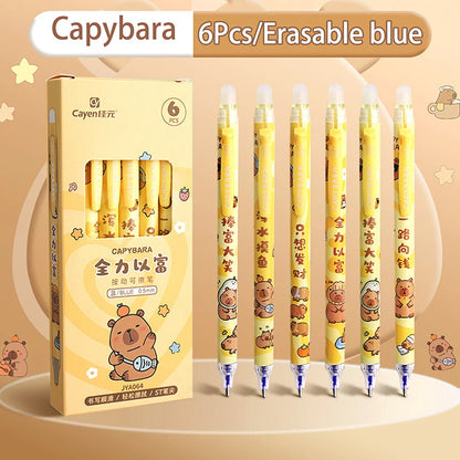 Ensemble de stylos Gel Capybara Panda, 6 pièces