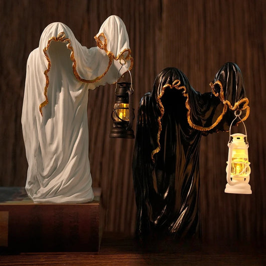 Lanterne de magicien fantôme, décoration amusante indispensable pour Halloween, homme mystérieux foncé, décorations créatives de bureau noires pour Halloween