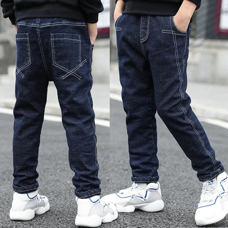 DIIMUU 4-11 ans garçons vêtements mince jean droit jeunes pantalons enfants bébé enfants Denim vêtements pantalon taille élastique bas