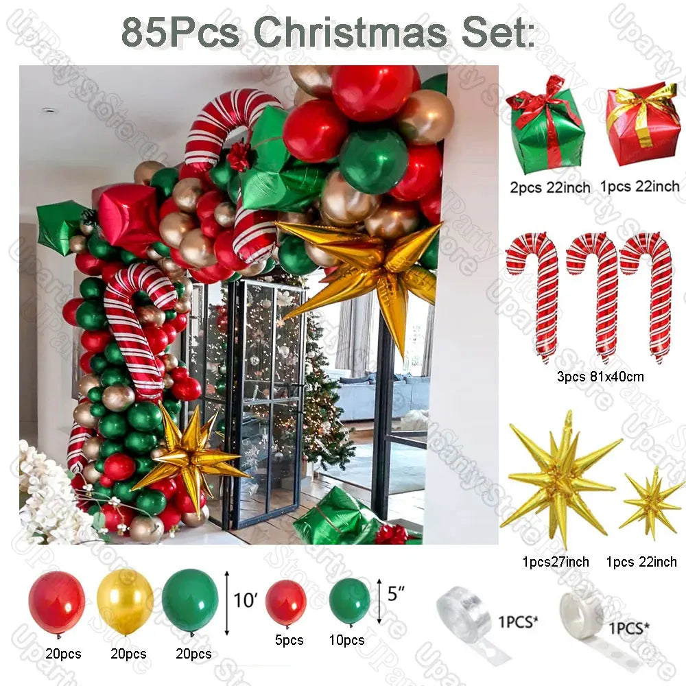 Guirxiété de Ballons de Bonbons de Noël, Cadeau, Elk, Canne Bonbon, Pain d'Épice, Homme, Père Noël, Utiliser un Arc, Décor de ix