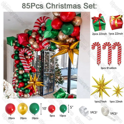 Guirxiété de Ballons de Bonbons de Noël, Cadeau, Elk, Canne Bonbon, Pain d'Épice, Homme, Père Noël, Utiliser un Arc, Décor de ix