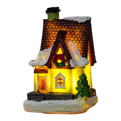 Ornement de maison lumineuse de noël, éclairage chaud romantique, artisanat en résine, couverture de neige LED pour bureau, décoration de maison, Statue de Festival