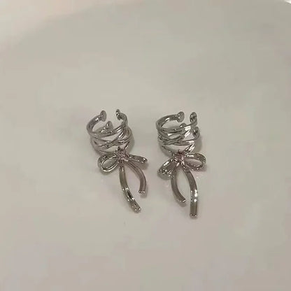 Filles nouveau ruban esthétique oreille Clips Style ruban nœud papillon mode coréenne Kpop boucle d'oreille bijoux