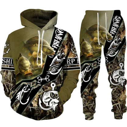 Solomon-Ensemble de sweat à capuche à manches longues pour hommes, impression de poisson 3D, mode de pêche décontractée, pull sportif en plein air, surdimensionné, haute qualité
