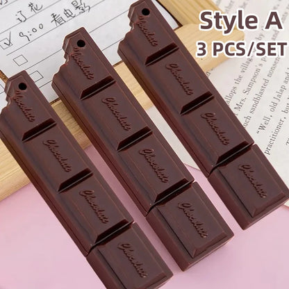 Ensemble de stylos à bille en forme de chocolat, 3 pièces 1,0mm