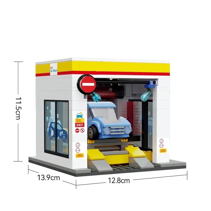 MOC City – Station de vente au détail, série de lavage de voiture, bloc de construction, modèle de dépanneur, briques, jouets pour enfants, cadeaux de bricolage