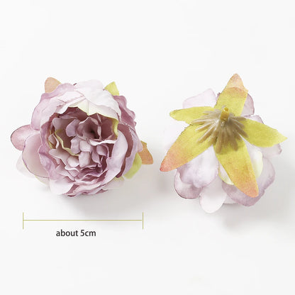 Têtes de pivoine artificielles en soie, 5 pièces, 5cm, fleurs artificielles, décoration de mariage, maison, couronne, Scrapbook, boîte-cadeau, fleur, artisanat fait à la main